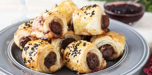Clonakilty Blackpudding Sausage rolls with cranberry sauce
